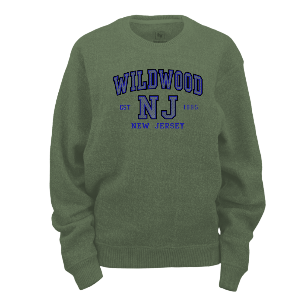Wildwood NJ Established (Grey/Blue Patch) Nantucket Crewneck