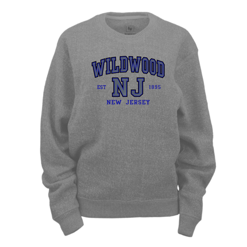 Wildwood NJ Established (Grey/Blue Patch) Nantucket Crewneck