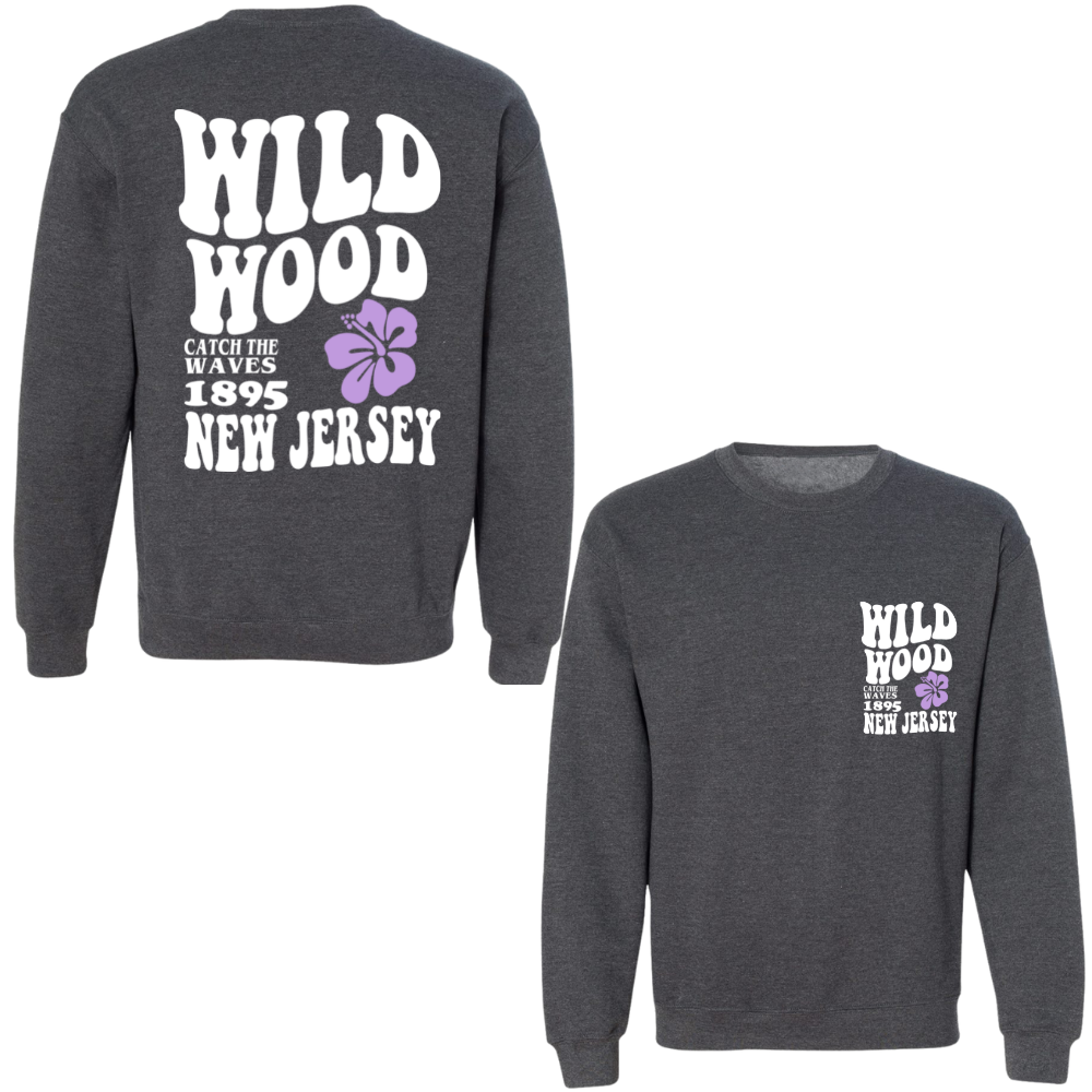 Wildwood Hippy (White/Purple) Crewneck Sweater