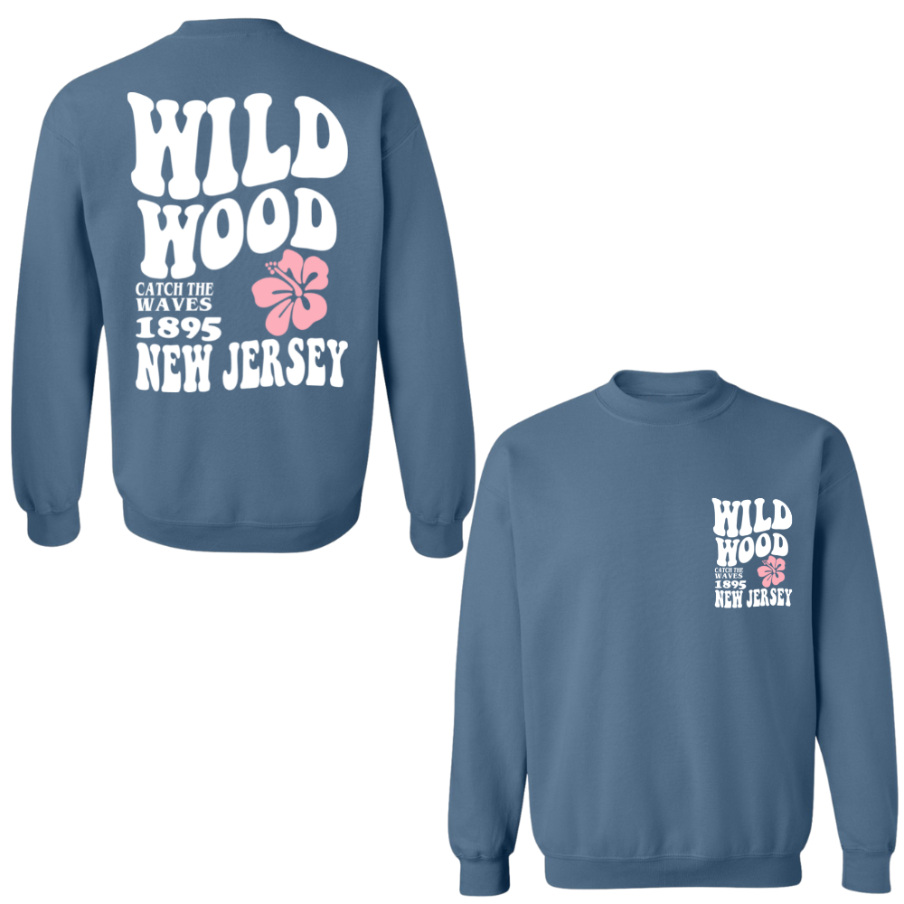 Wildwood Hippy (White/Pink) Crewneck Sweater
