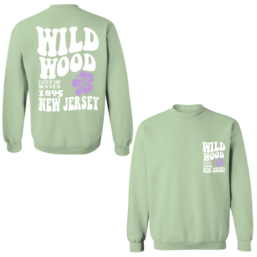 Wildwood Hippy (White/Purple) Crewneck Sweater