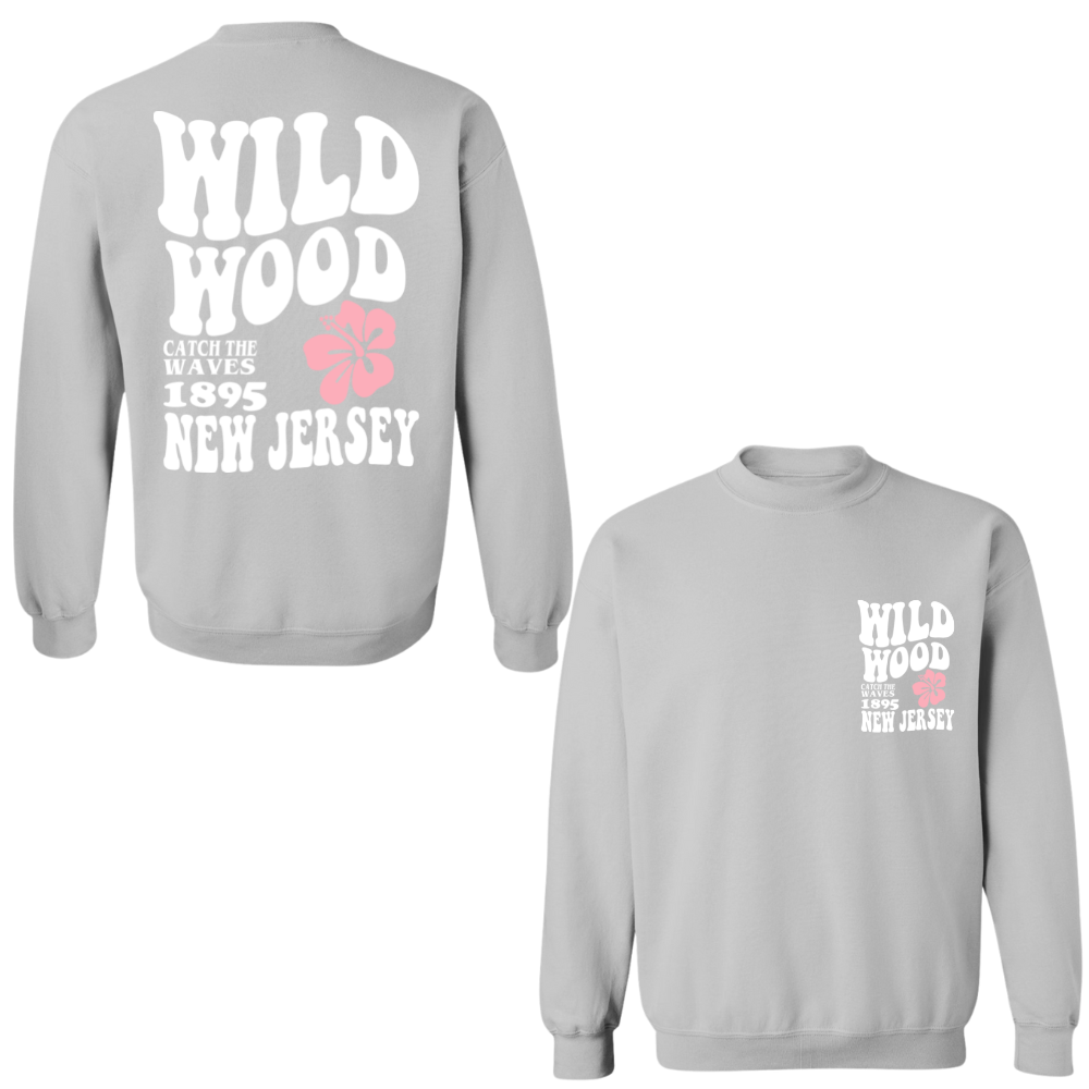 Wildwood Hippy (White/Pink) Crewneck Sweater