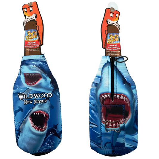 Beverage Insulator With Opener Shark Jaws