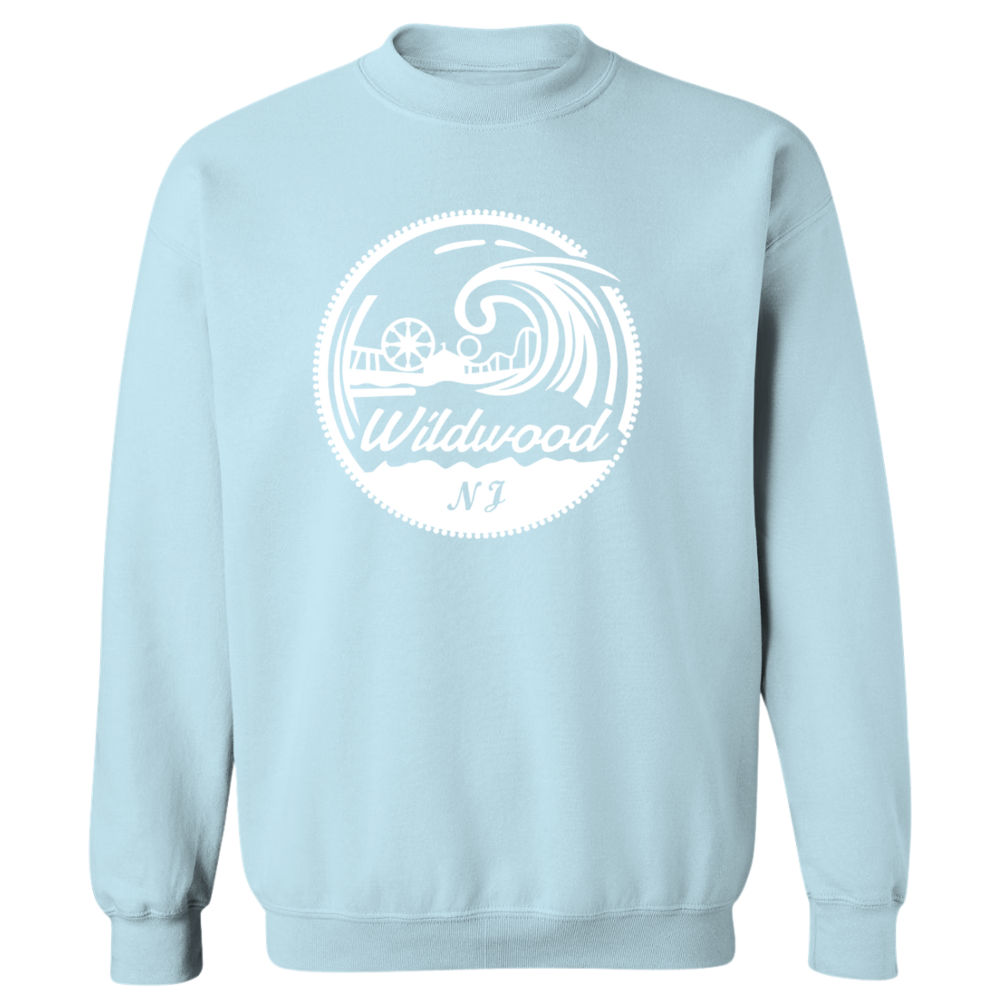 Wildwood Pier And Waves (White Patch) Crewneck Sweater