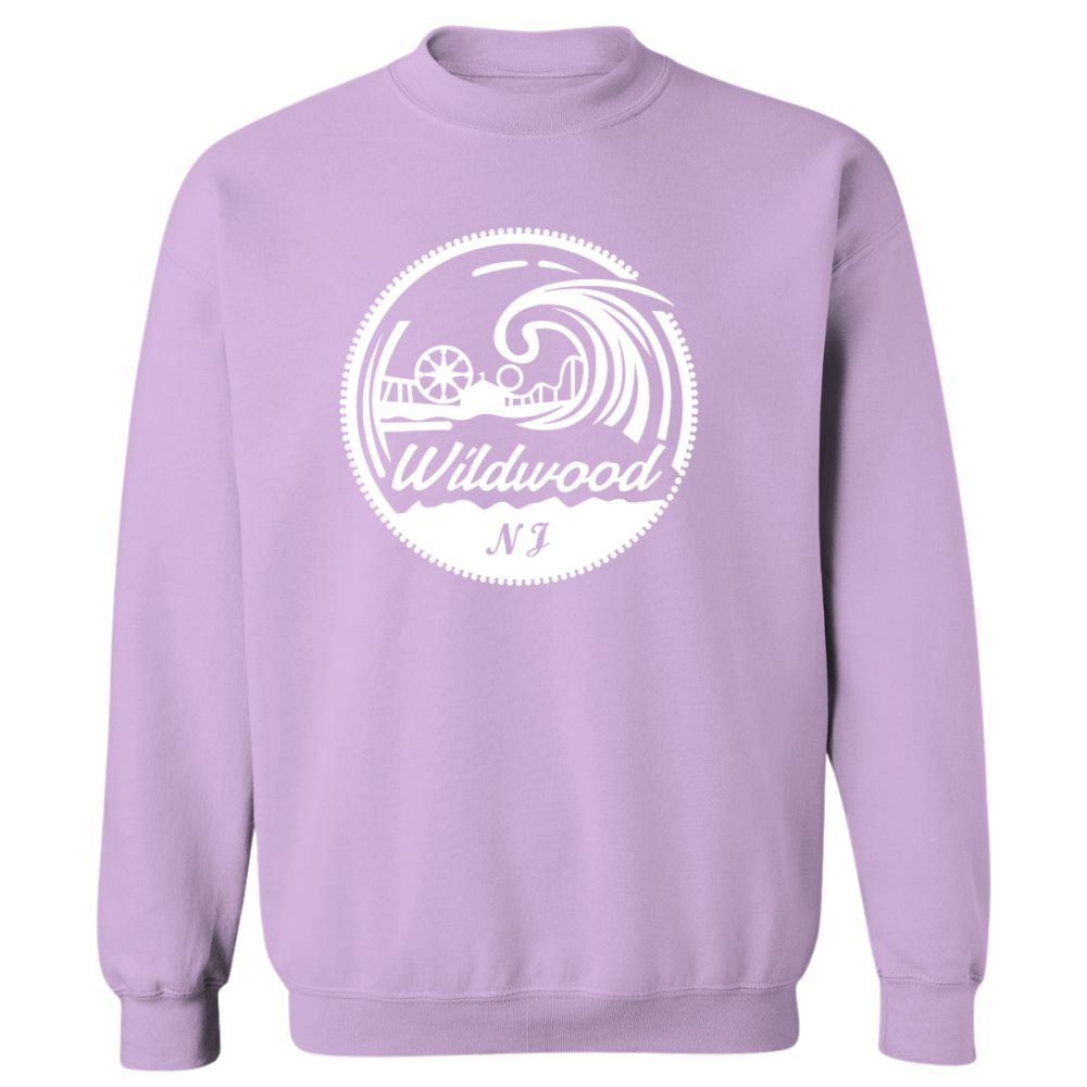 Wildwood Pier And Waves (White Patch) Crewneck Sweater