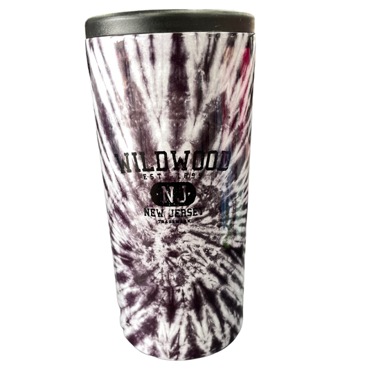 White And Black Tie Dye Thermal Can Cooler