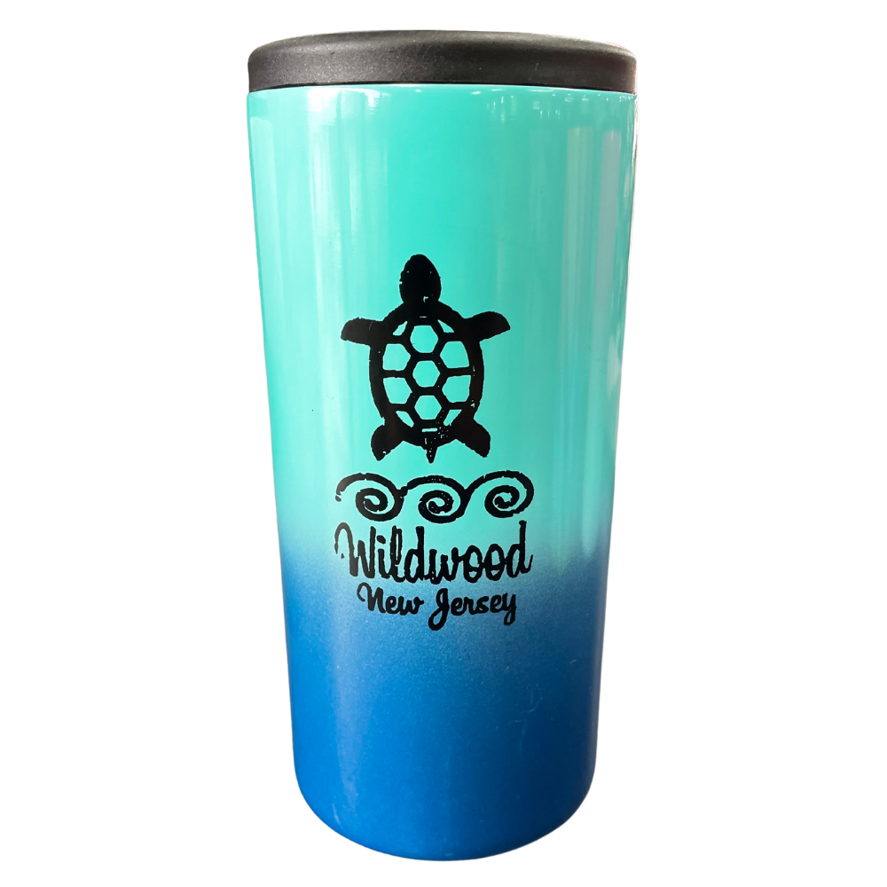 Ombre Teal Blue Turtle Thermal Can Cooler