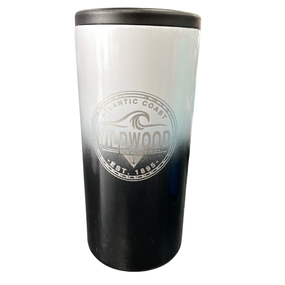Ombre White Black Waves Thermal Can Cooler