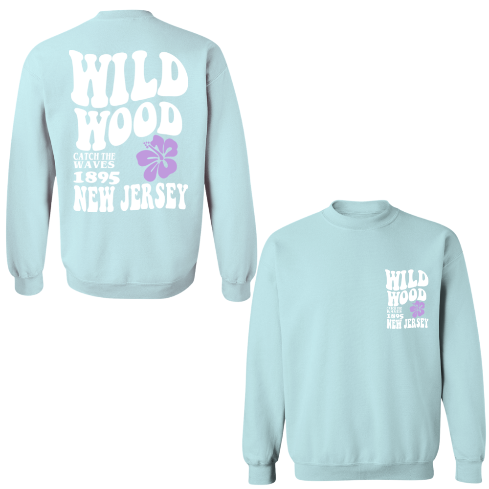 Wildwood Hippy (White/Purple) Crewneck Sweater