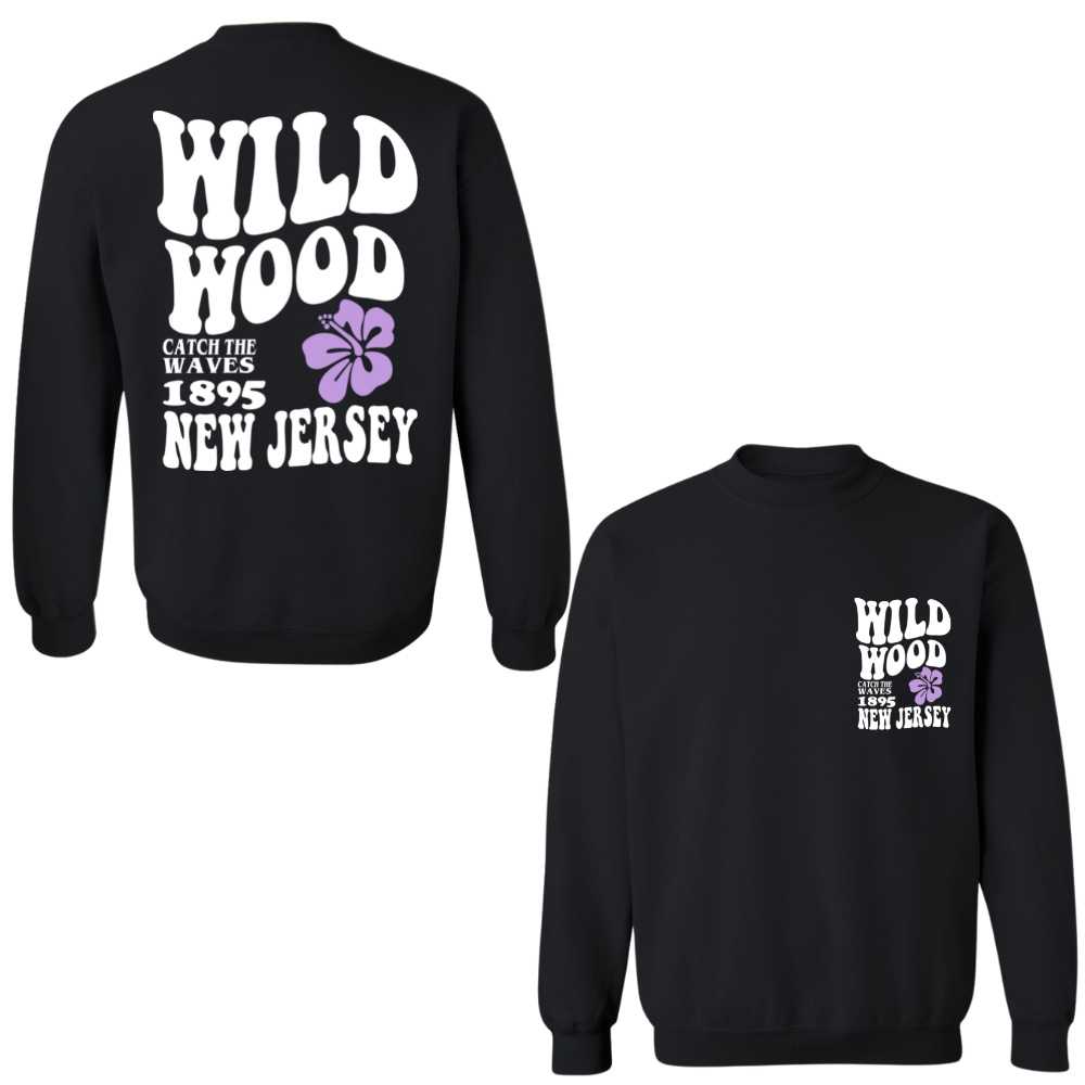 Wildwood Hippy (White/Purple) Crewneck Sweater