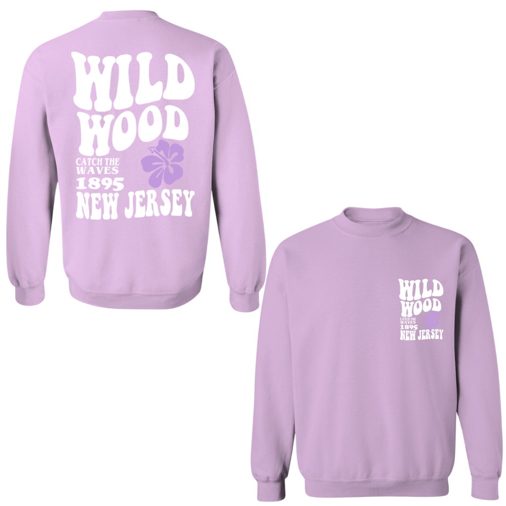 Wildwood Hippy (White/Purple) Crewneck Sweater