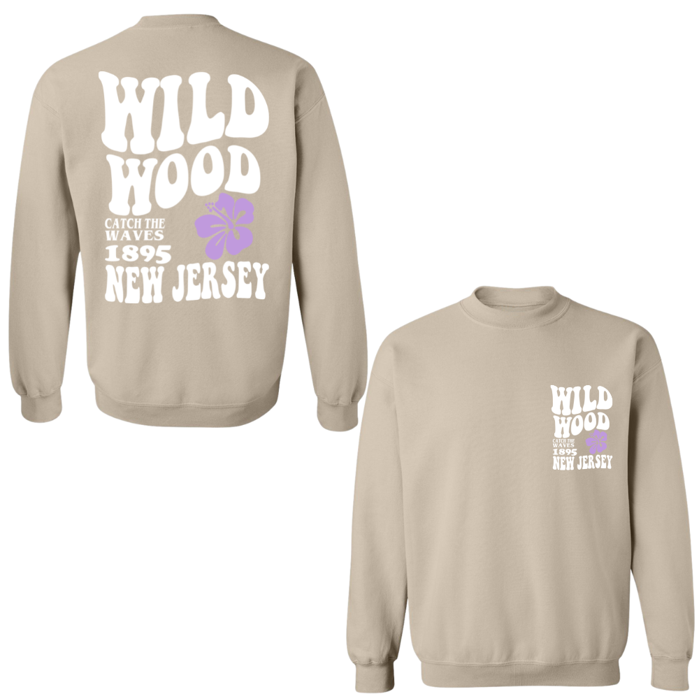 Wildwood Hippy (White/Purple) Crewneck Sweater