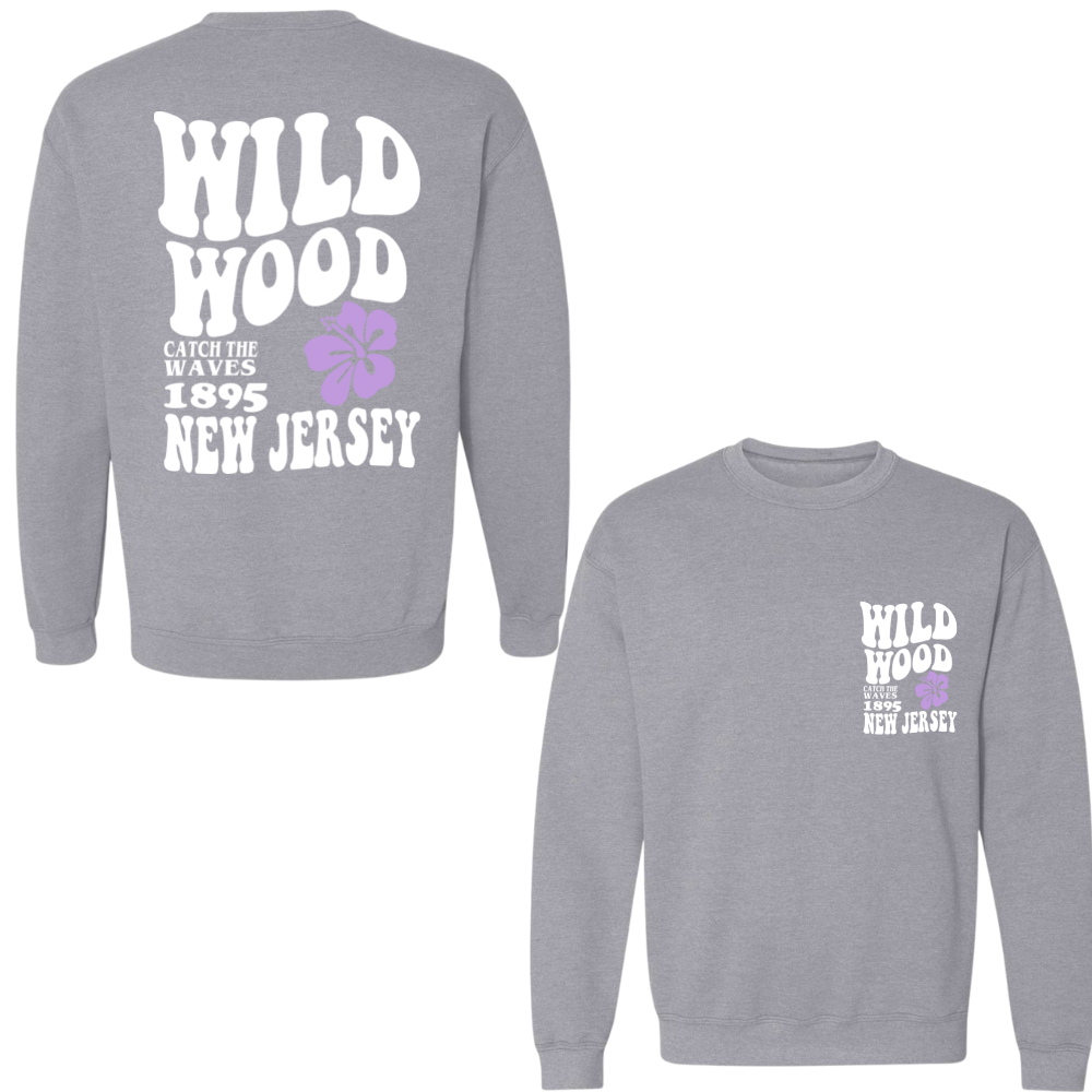 Wildwood Hippy (White/Purple) Crewneck Sweater