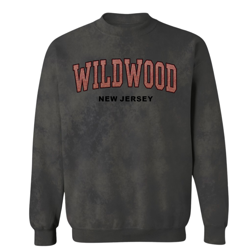 Wildwood NJ Patch Acid Wash Crewneck Sweater