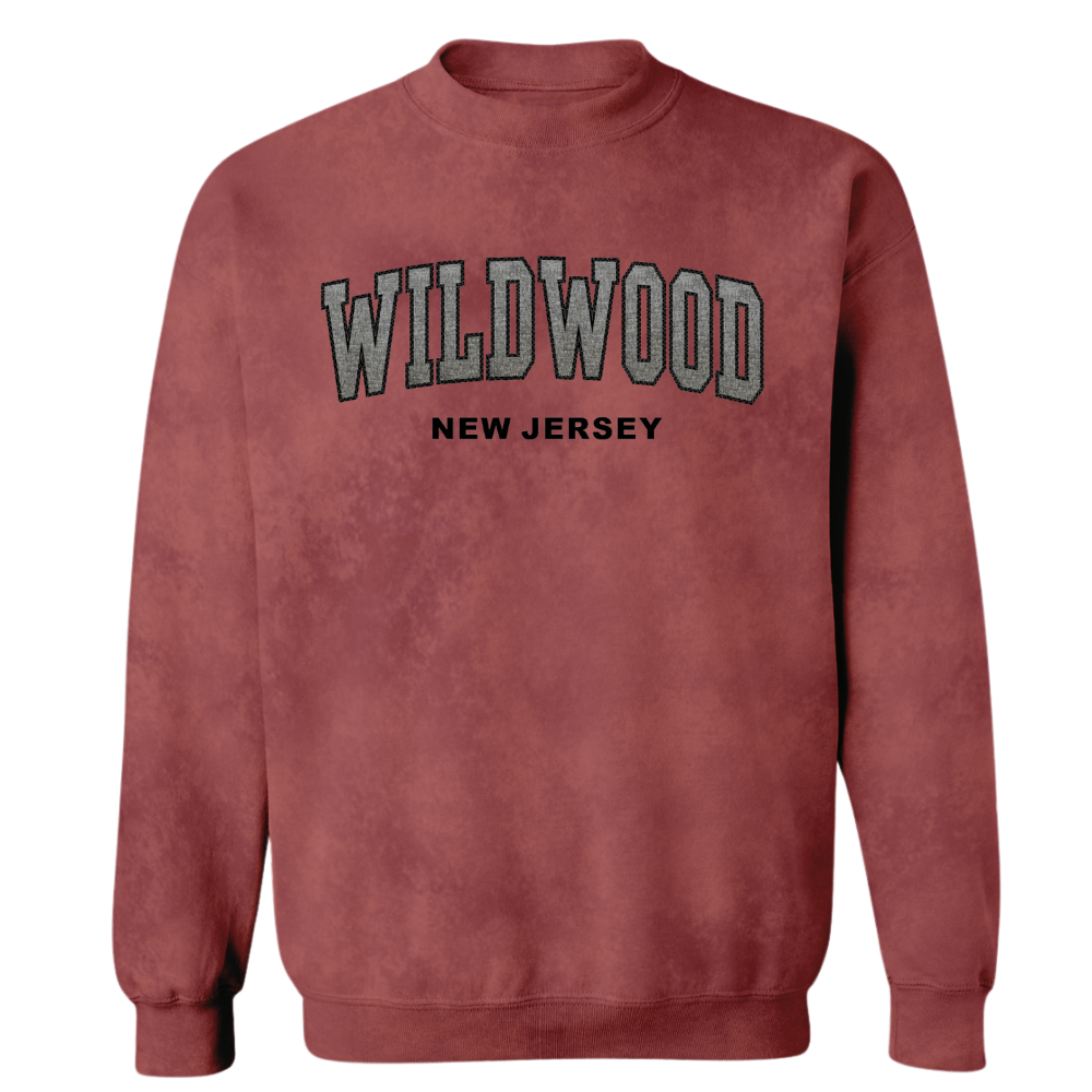 Wildwood NJ Patch Acid Wash Crewneck Sweater