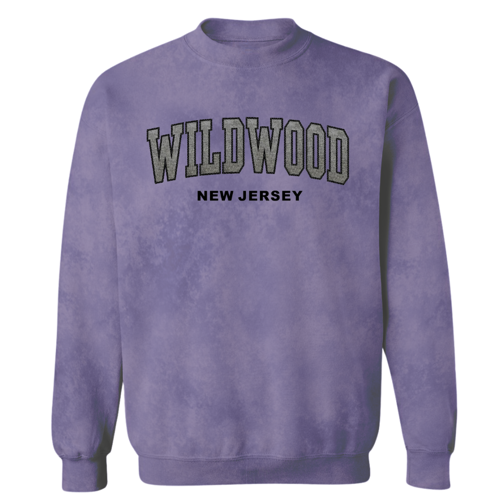 Wildwood NJ Patch Acid Wash Crewneck Sweater