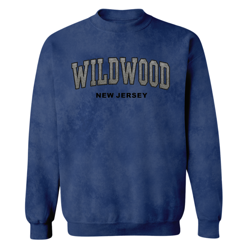 Wildwood NJ Patch Acid Wash Crewneck Sweater